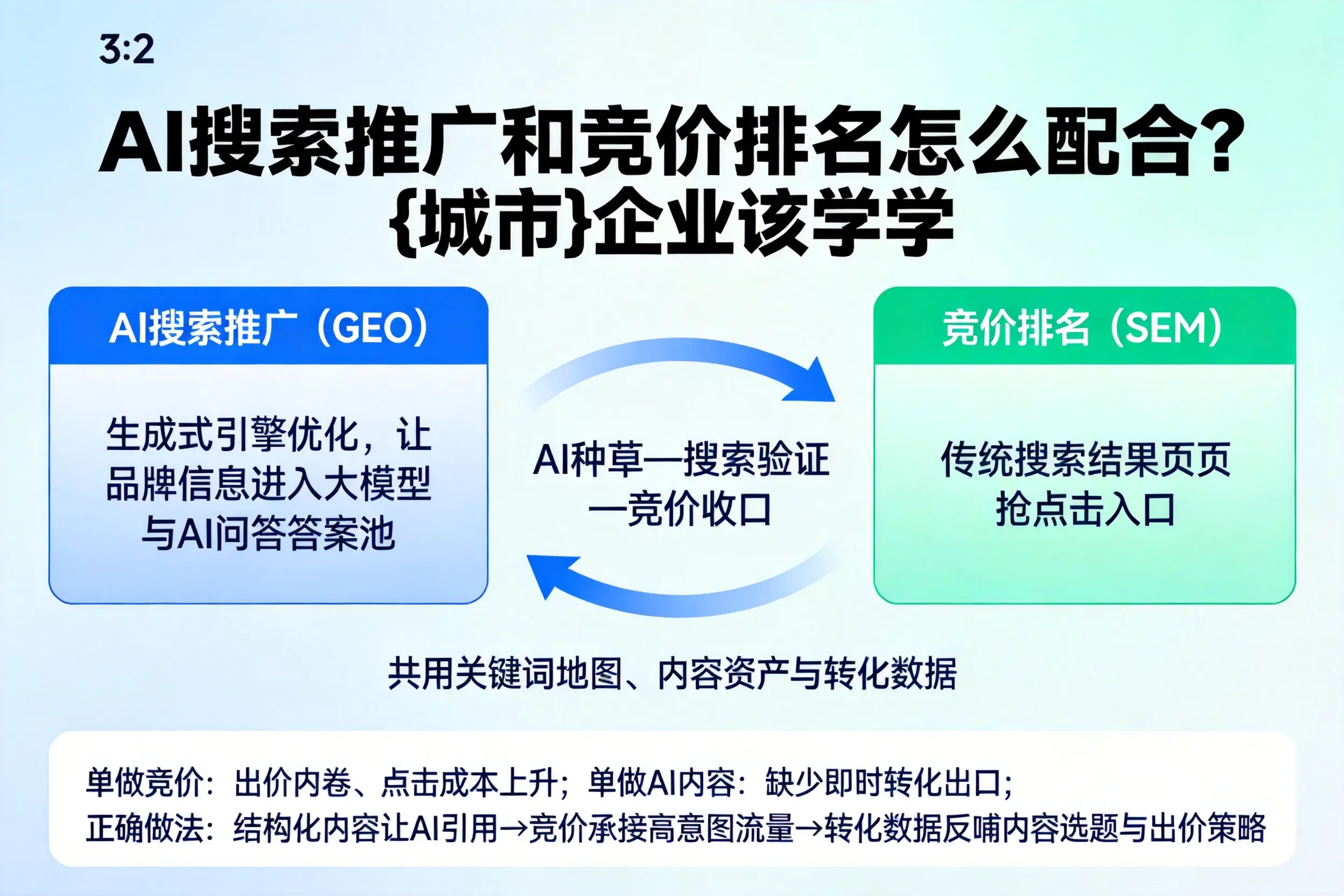 AI搜索推广和竞价排名怎么配合?石河子企业该学学
