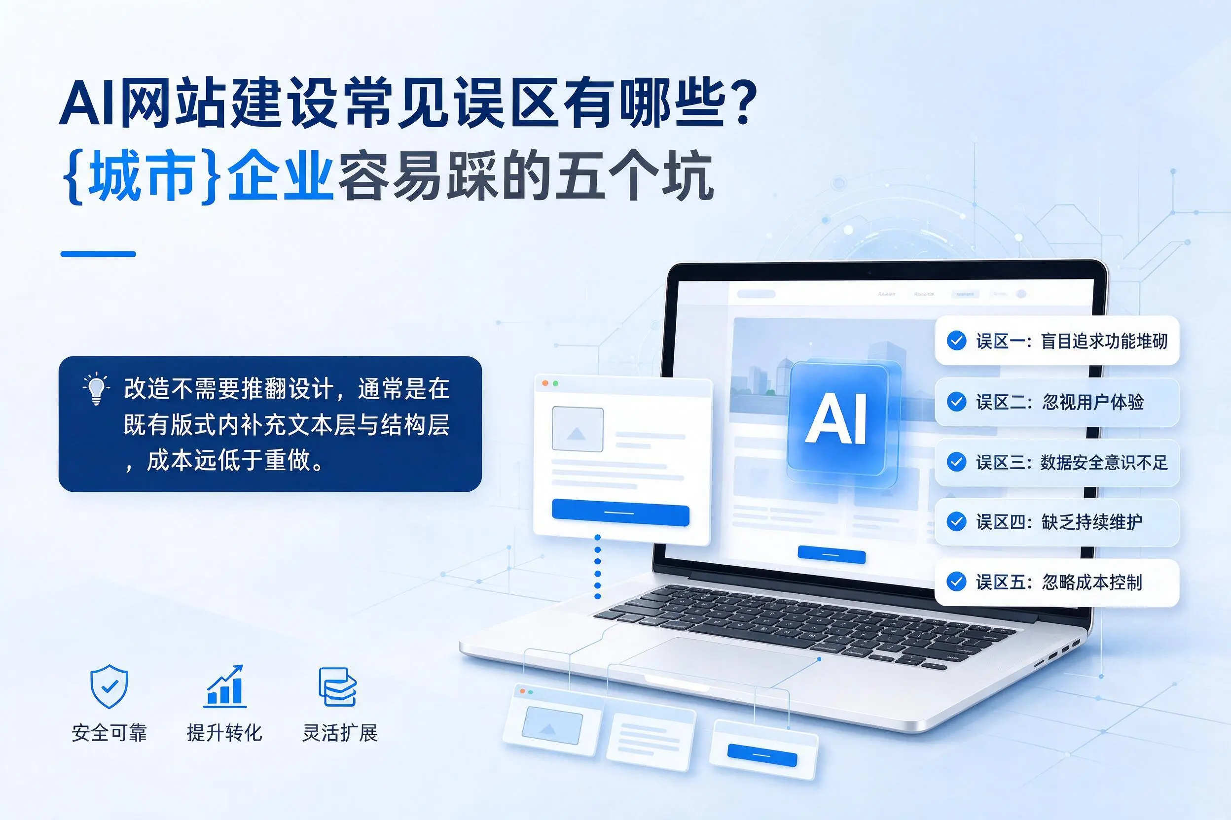AI网站建设常见误区有哪些？石河子企业容易踩的五个坑