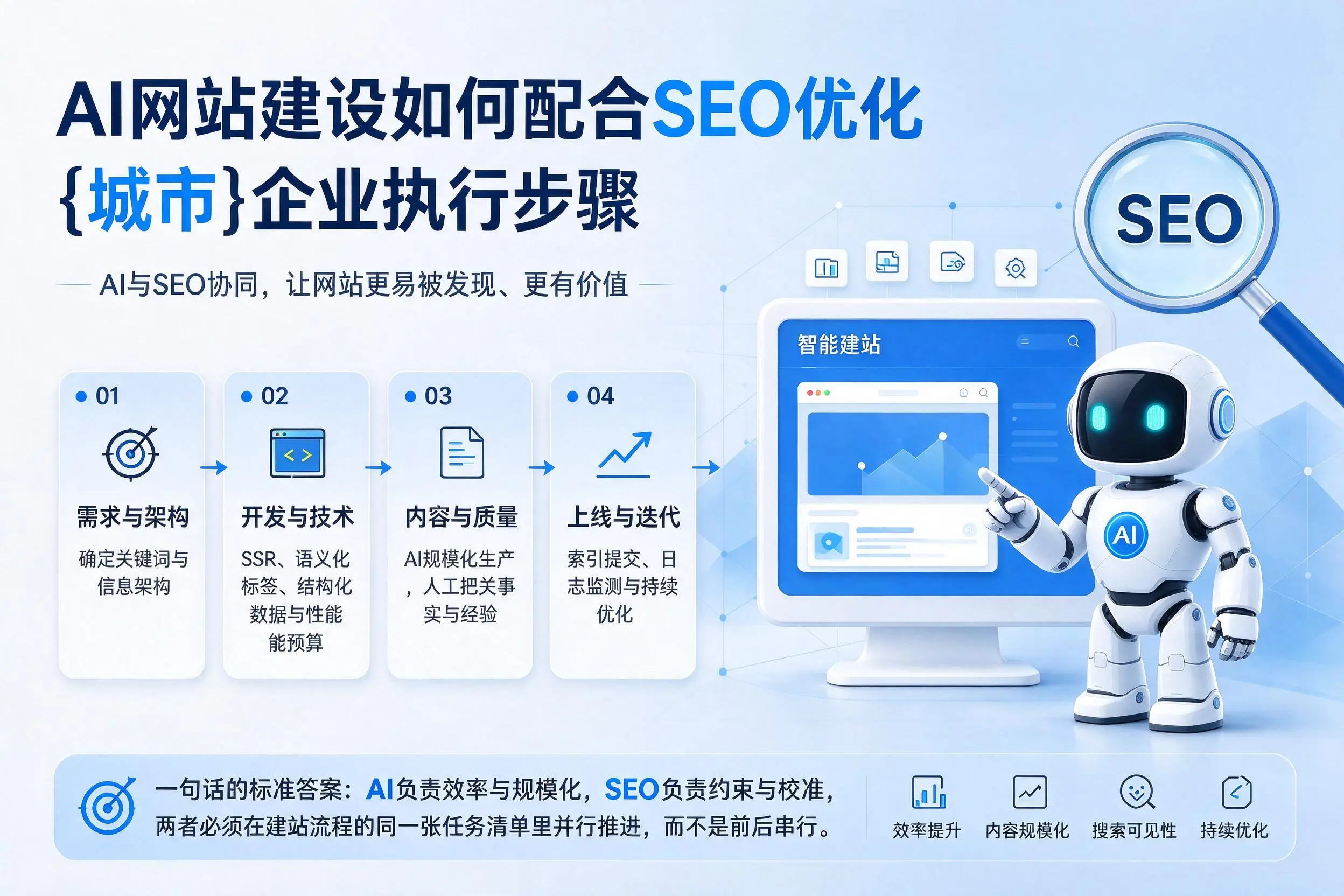 AI网站建设如何配合SEO优化，石河子企业执行步骤