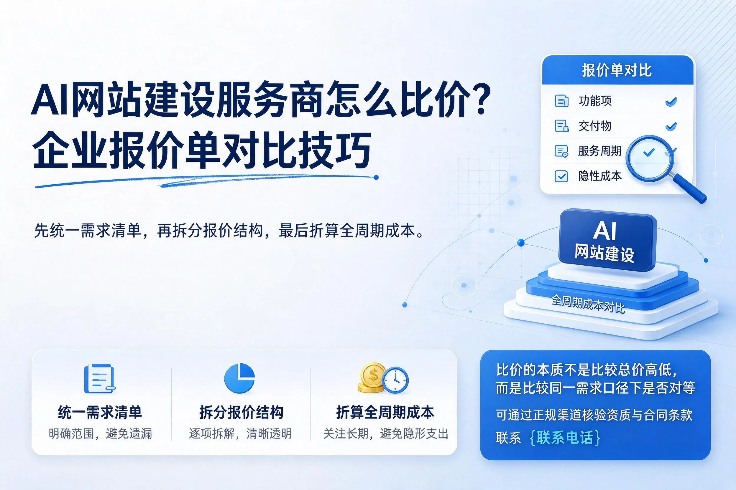 AI网站建设服务商怎么比价？石河子企业报价单对比技巧