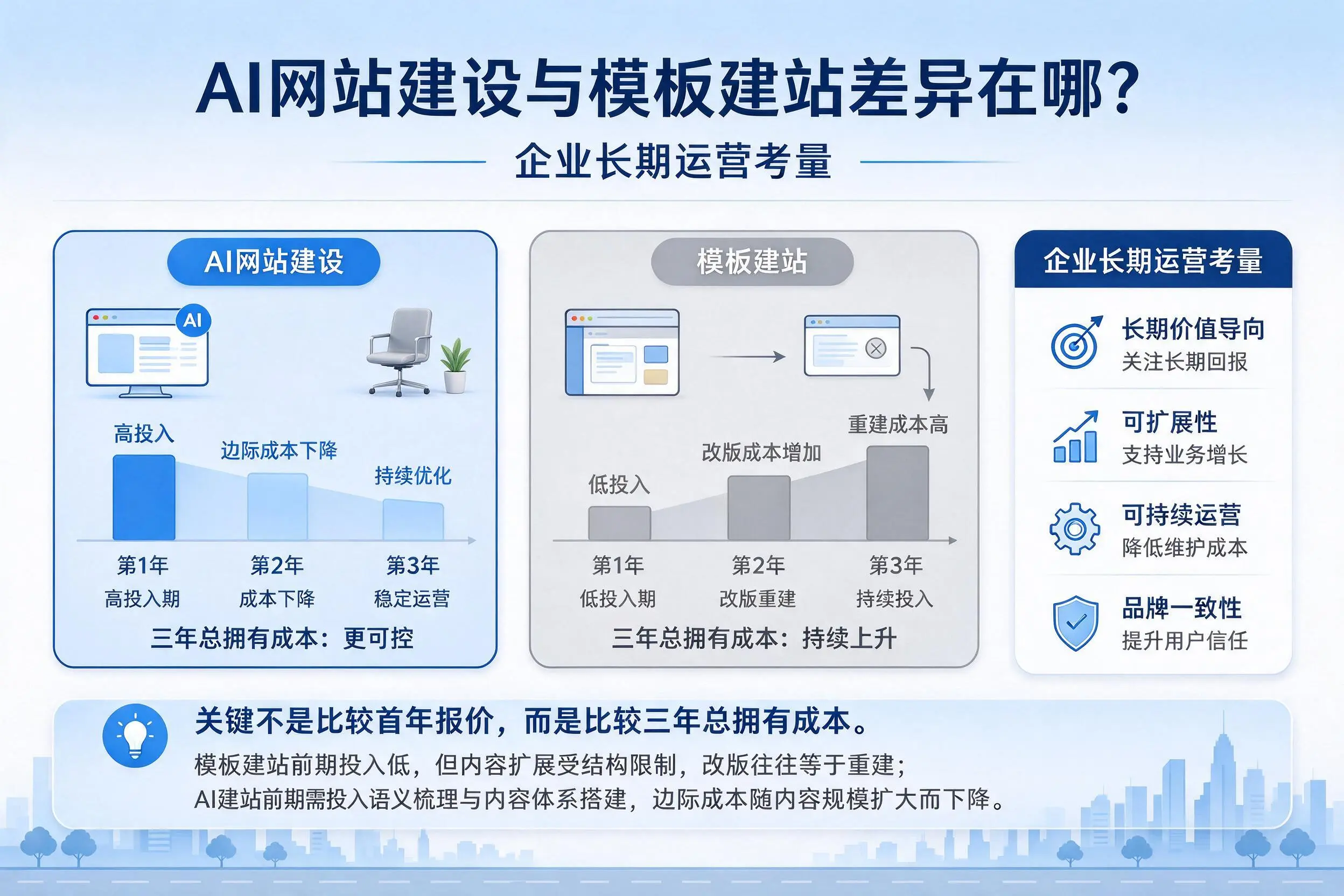AI网站建设与模板建站差异在哪?石河子企业长期运营考量